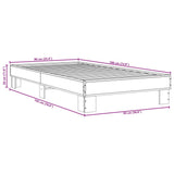 Bedframe bewerkt hout en metaal bruin eikenkleurig 90x190 cm
