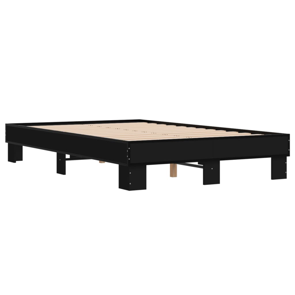 Bedframe bewerkt hout metaal zwart 120x190 cm - AllerleiShop