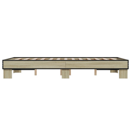 Bedframe bewerkt hout metaal sonoma eikenkleurig 120x190 cm