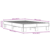 Bedframe bewerkt hout metaal gerookt eikenkleurig 120x190 cm