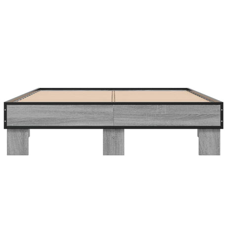 Bedframe bewerkt hout metaal grijs sonoma eiken 120x190 cm