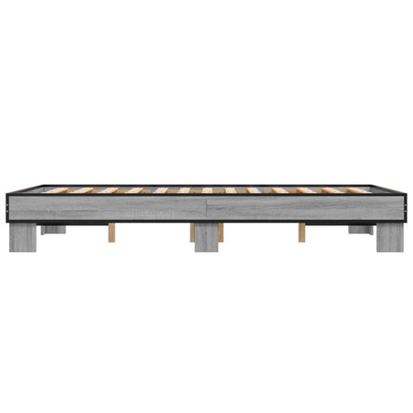 Bedframe bewerkt hout metaal grijs sonoma eiken 120x190 cm