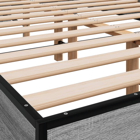 Bedframe bewerkt hout metaal grijs sonoma eiken 120x190 cm