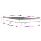 Bedframe bewerkt hout metaal zwart 135x190 cm