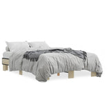 Bedframe bewerkt hout metaal sonoma eikenkleurig 135x190 cm