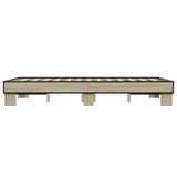 Bedframe bewerkt hout metaal sonoma eikenkleurig 135x190 cm