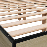 Bedframe bewerkt hout metaal sonoma eikenkleurig 135x190 cm