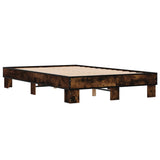 Bedframe bewerkt hout metaal gerookt eikenkleurig 135x190 cm