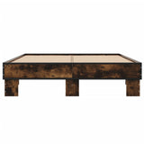 Bedframe bewerkt hout metaal gerookt eikenkleurig 135x190 cm