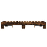 Bedframe bewerkt hout metaal gerookt eikenkleurig 135x190 cm