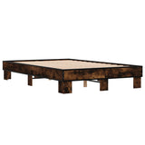 Bedframe bewerkt hout metaal gerookt eikenkleurig 135x190 cm