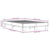 Bedframe bewerkt hout metaal gerookt eikenkleurig 135x190 cm