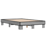 Bedframe bewerkt hout metaal grijs sonoma eiken 135x190 cm