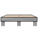 Bedframe bewerkt hout metaal grijs sonoma eiken 135x190 cm