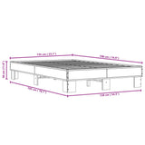 Bedframe bewerkt hout metaal grijs sonoma eiken 135x190 cm