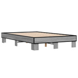 Bedframe bewerkt hout metaal grijs sonoma eiken 140x190 cm