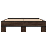 Bedframe bewerkt hout metaal bruin eikenkleur 140x190 cm