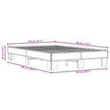 Bedframe bewerkt hout metaal bruin eikenkleur 140x190 cm