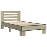 Bedframe bewerkt hout en metaal sonoma eikenkleurig 90x190 cm - AllerleiShop