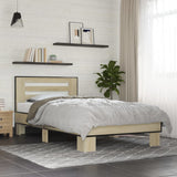 Bedframe bewerkt hout en metaal sonoma eikenkleurig 90x190 cm - AllerleiShop