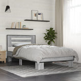 Bedframe bewerkt hout en metaal grijs sonoma eiken 90x190 cm - AllerleiShop