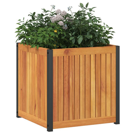 Plantenbak 45x45x44 cm massief acaciahout en staal - AllerleiShop