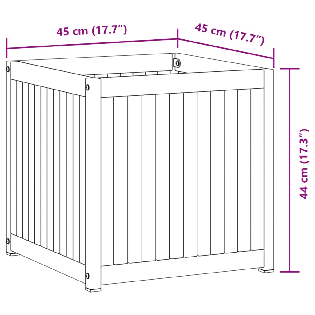 Plantenbak 45x45x44 cm massief acaciahout en staal - AllerleiShop