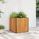 Plantenbak 45x45x44 cm massief acaciahout en staal - AllerleiShop