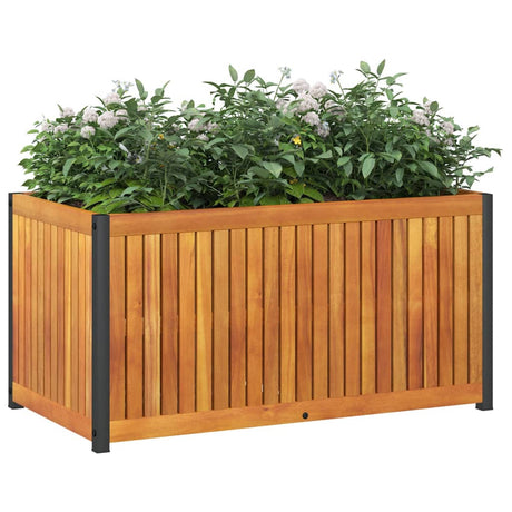 Plantenbak 85x45x44 cm massief acaciahout en staal - AllerleiShop