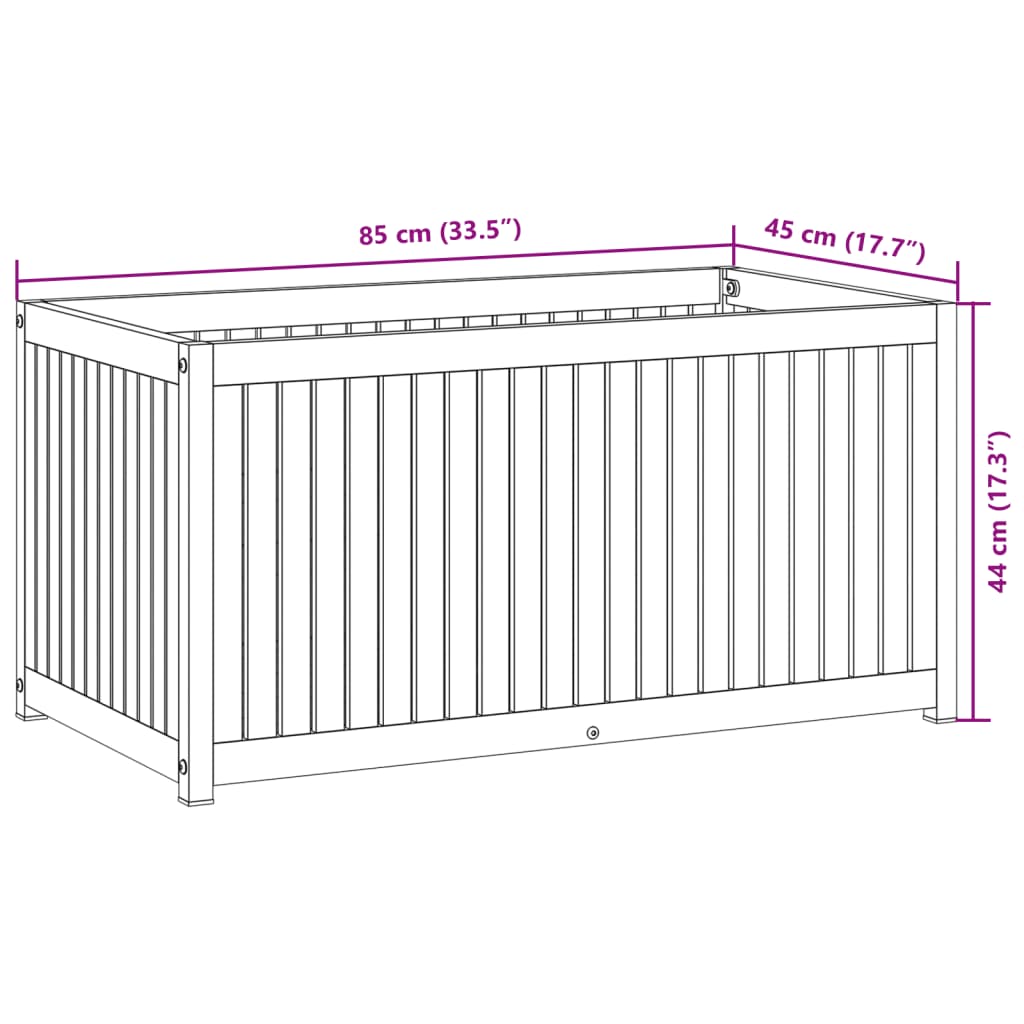 Plantenbak 85x45x44 cm massief acaciahout en staal - AllerleiShop