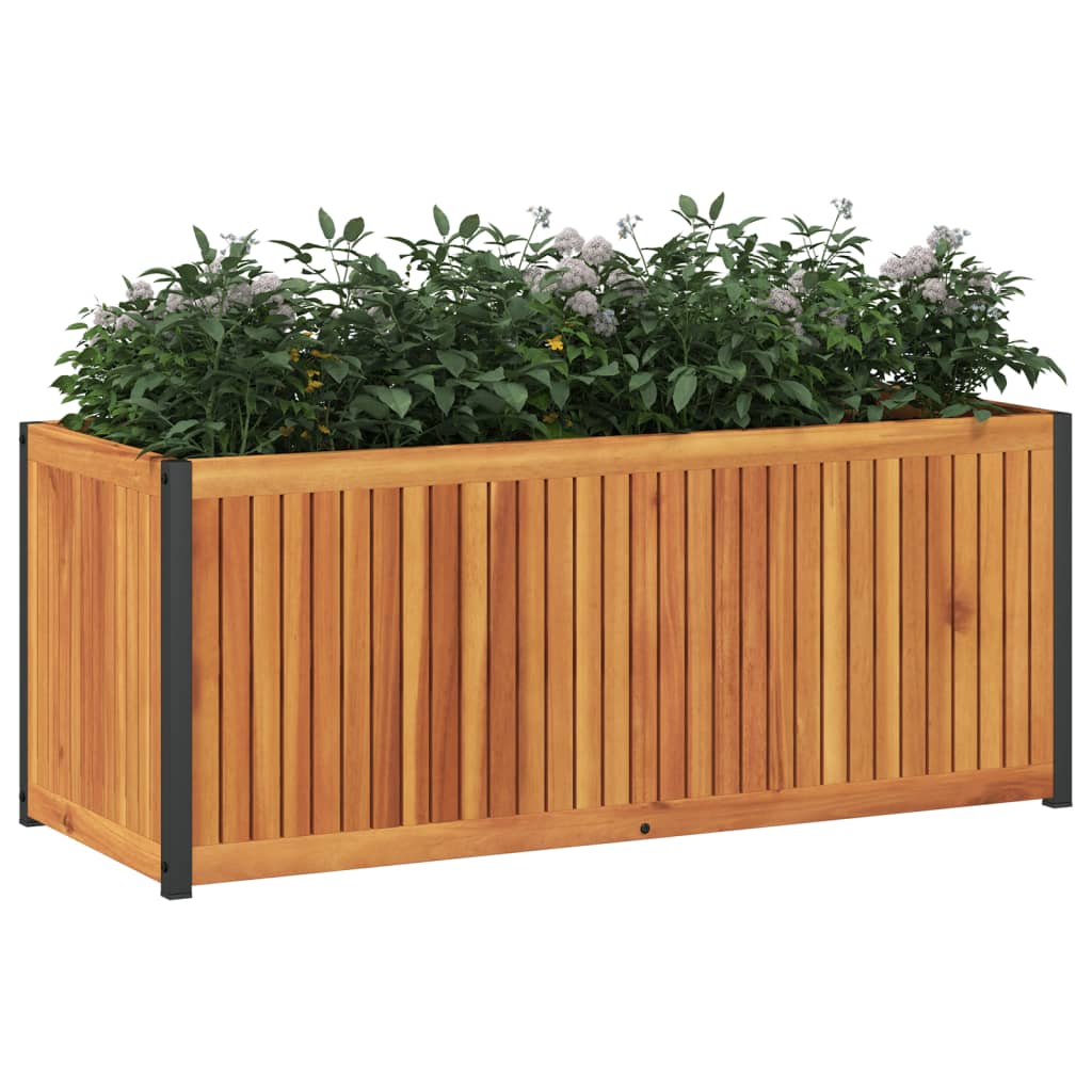 Plantenbak 110x45x44 cm massief acaciahout en staal - AllerleiShop