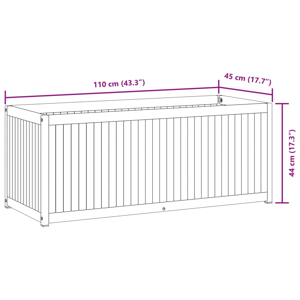 Plantenbak 110x45x44 cm massief acaciahout en staal - AllerleiShop