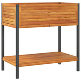 Plantenbak met schap 80x45x80 cm massief acaciahout en staal - AllerleiShop