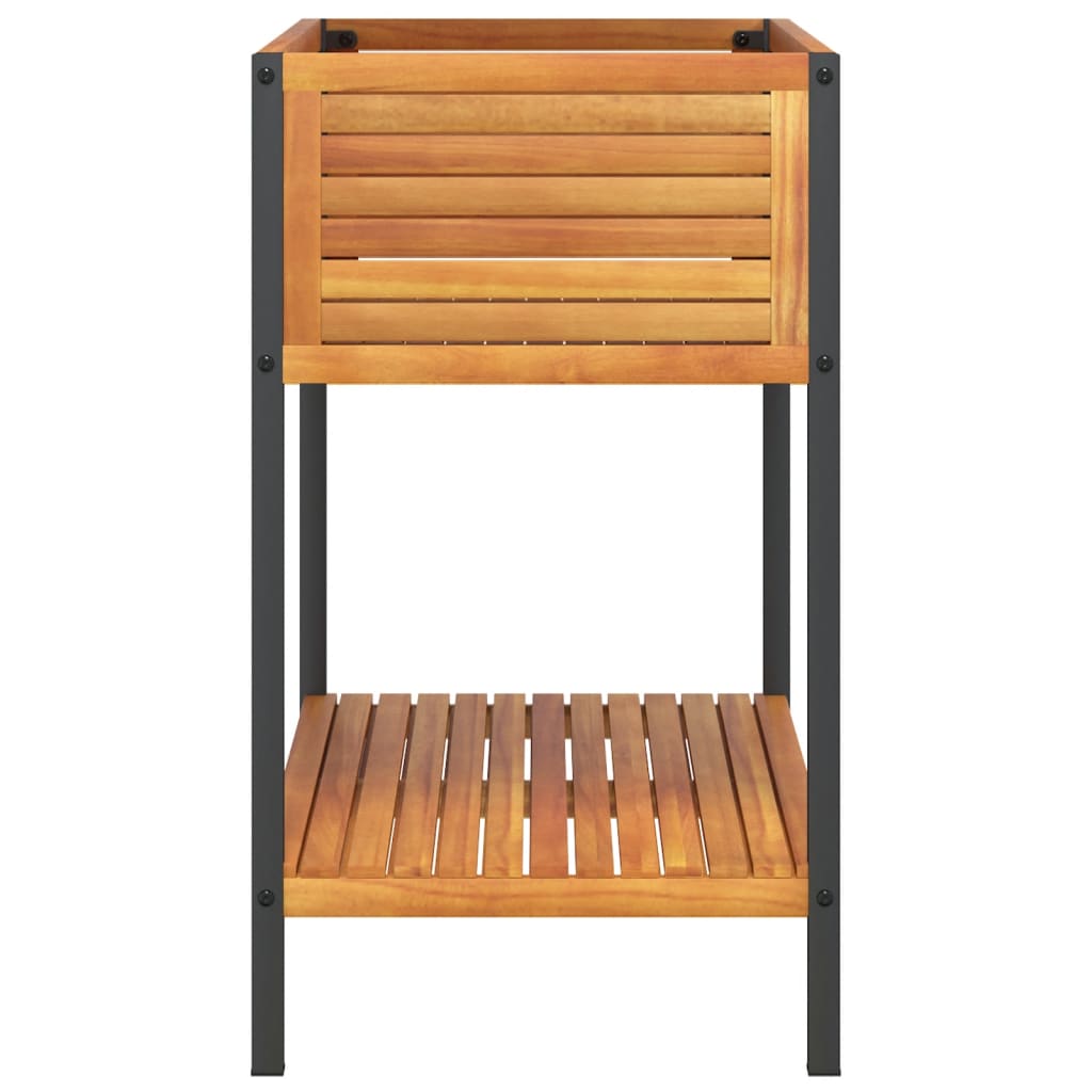 Plantenbak met schap 80x45x80 cm massief acaciahout en staal - AllerleiShop