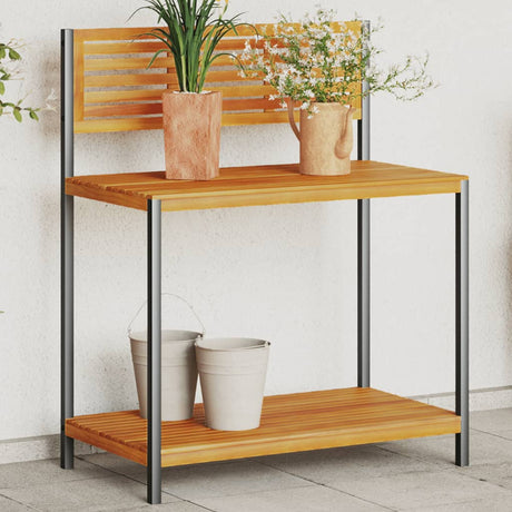 Tuinwerktafel 90x50x110 cm massief acaciahout en staal - AllerleiShop