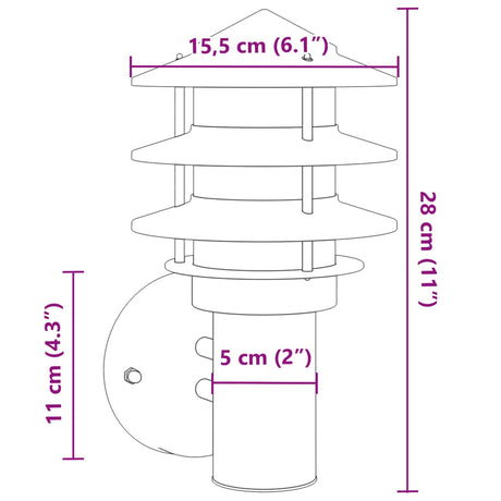 Buitenwandlamp roestvrij staal zilverkleurig - AllerleiShop