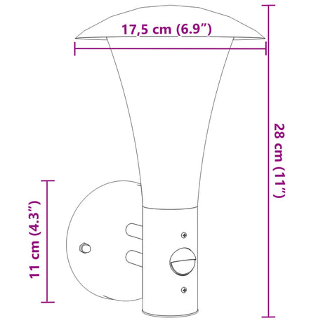 Buitenwandlampen 2 st met sensors roestvrij staal zilverkleurig - AllerleiShop