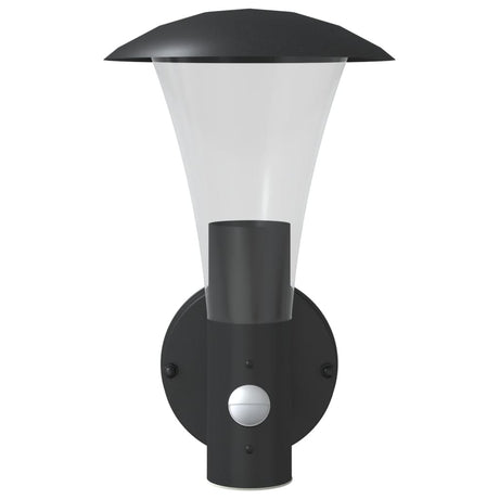 Buitenwandlamp met sensor roestvrij staal zwart - AllerleiShop