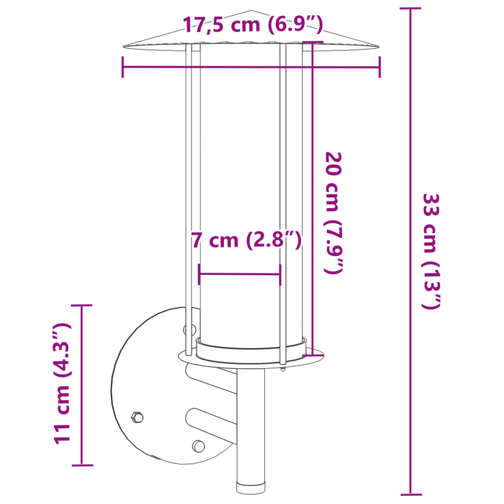 Buitenwandlamp roestvrij staal zilverkleurig - AllerleiShop