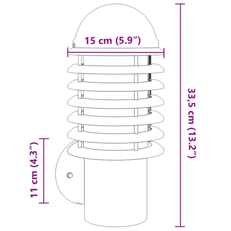 Buitenwandlamp roestvrij staal zilverkleurig - AllerleiShop