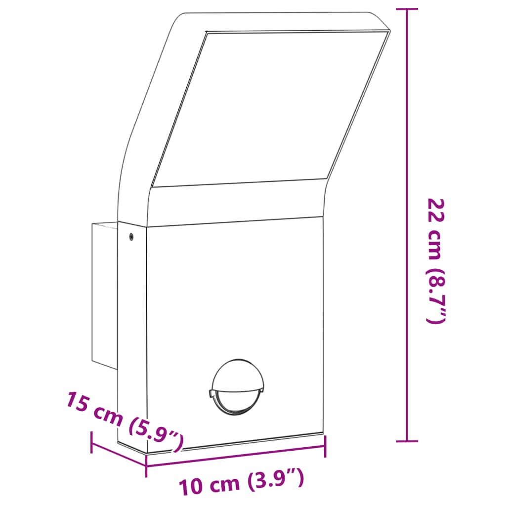 Buitenwandlamp LED met sensors gegoten aluminium zwart - AllerleiShop