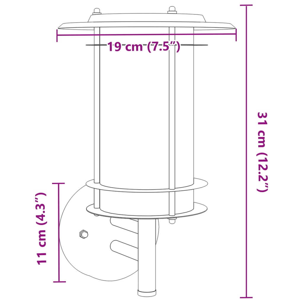 Buitenwandlamp roestvrij staal zilverkleurig - AllerleiShop