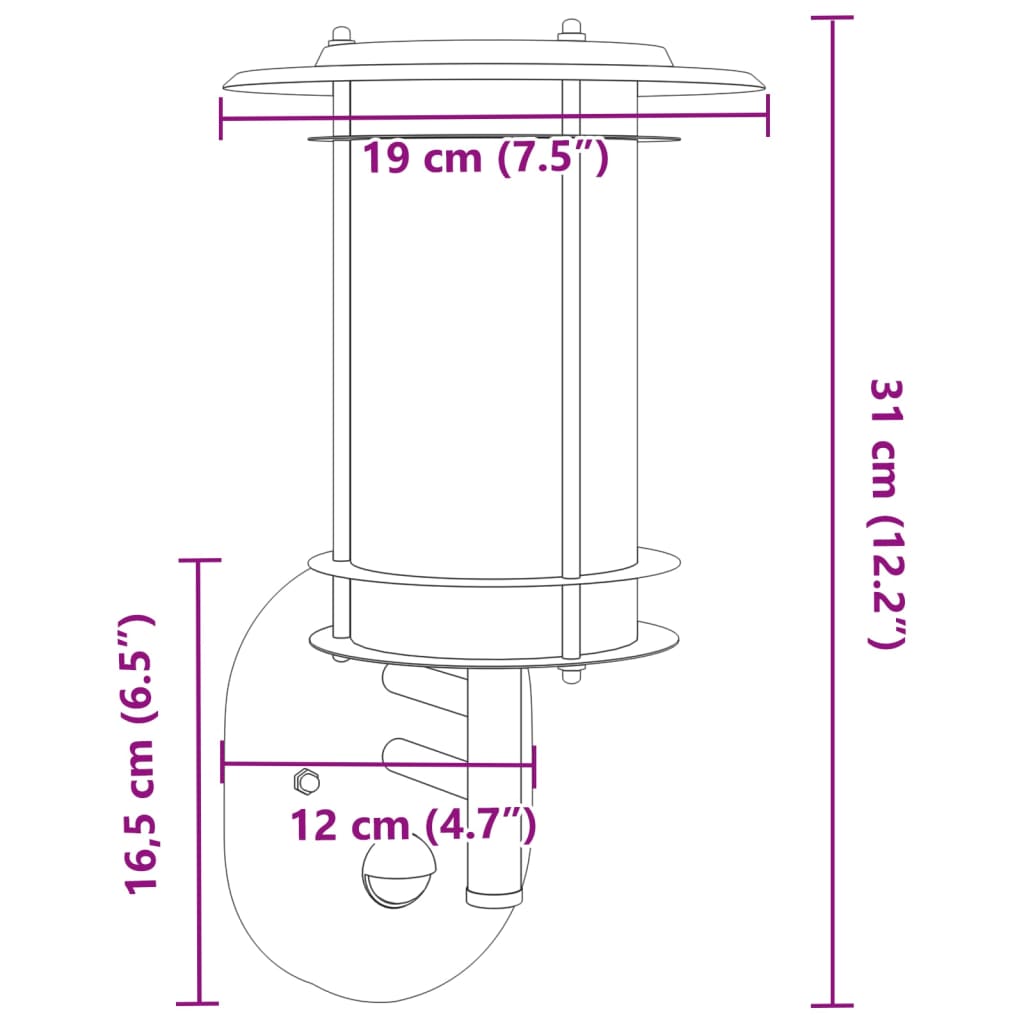 Buitenwandlamp met sensor roestvrij staal zwart - AllerleiShop