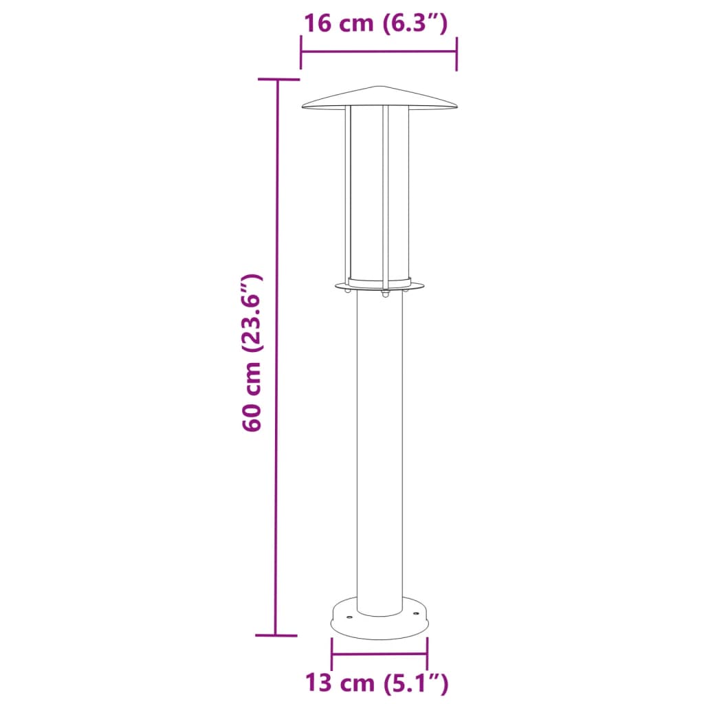 Vloerlamp voor buiten 3 st 60 cm roestvrij staal zilverkleurig - AllerleiShop