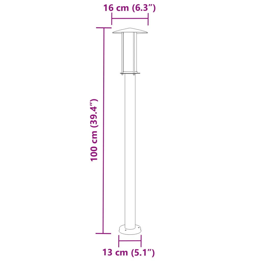 Vloerlamp voor buiten 100 cm roestvrijstaal zilverkleurig - AllerleiShop