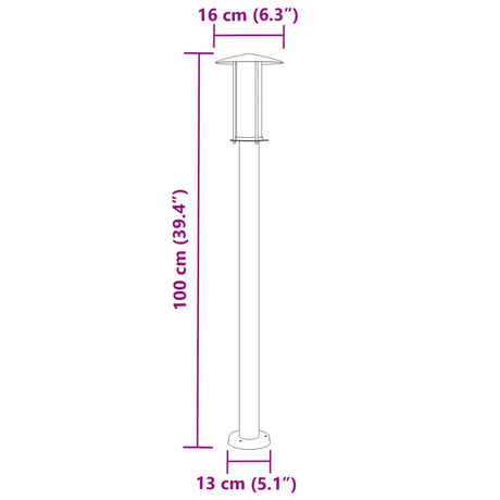 Vloerlamp voor buiten 100 cm roestvrijstaal zilverkleurig - AllerleiShop