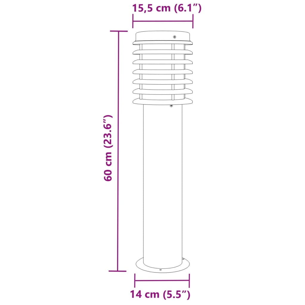 Buitenvloerlamp 60 cm roestvrijstaal zilverkleurig - AllerleiShop