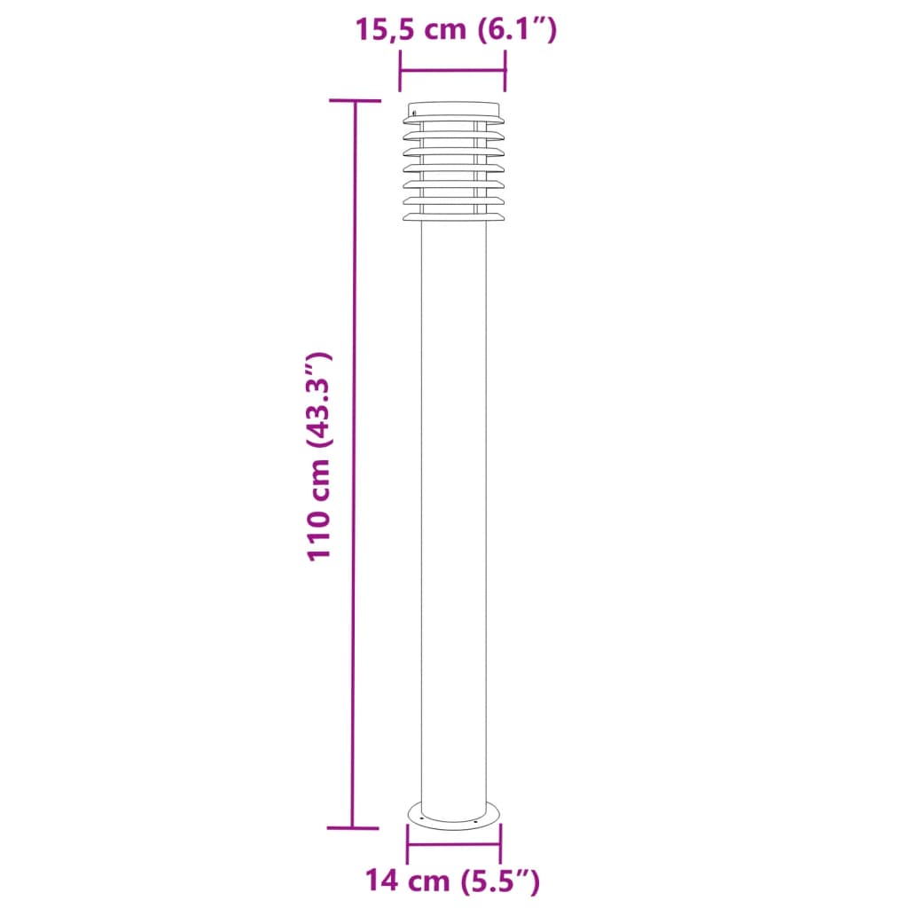 Vloerlamp voor buiten 110 cm roestvrijstaal zilverkleurig - AllerleiShop