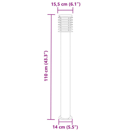 Vloerlamp voor buiten 110 cm roestvrijstaal zilverkleurig - AllerleiShop