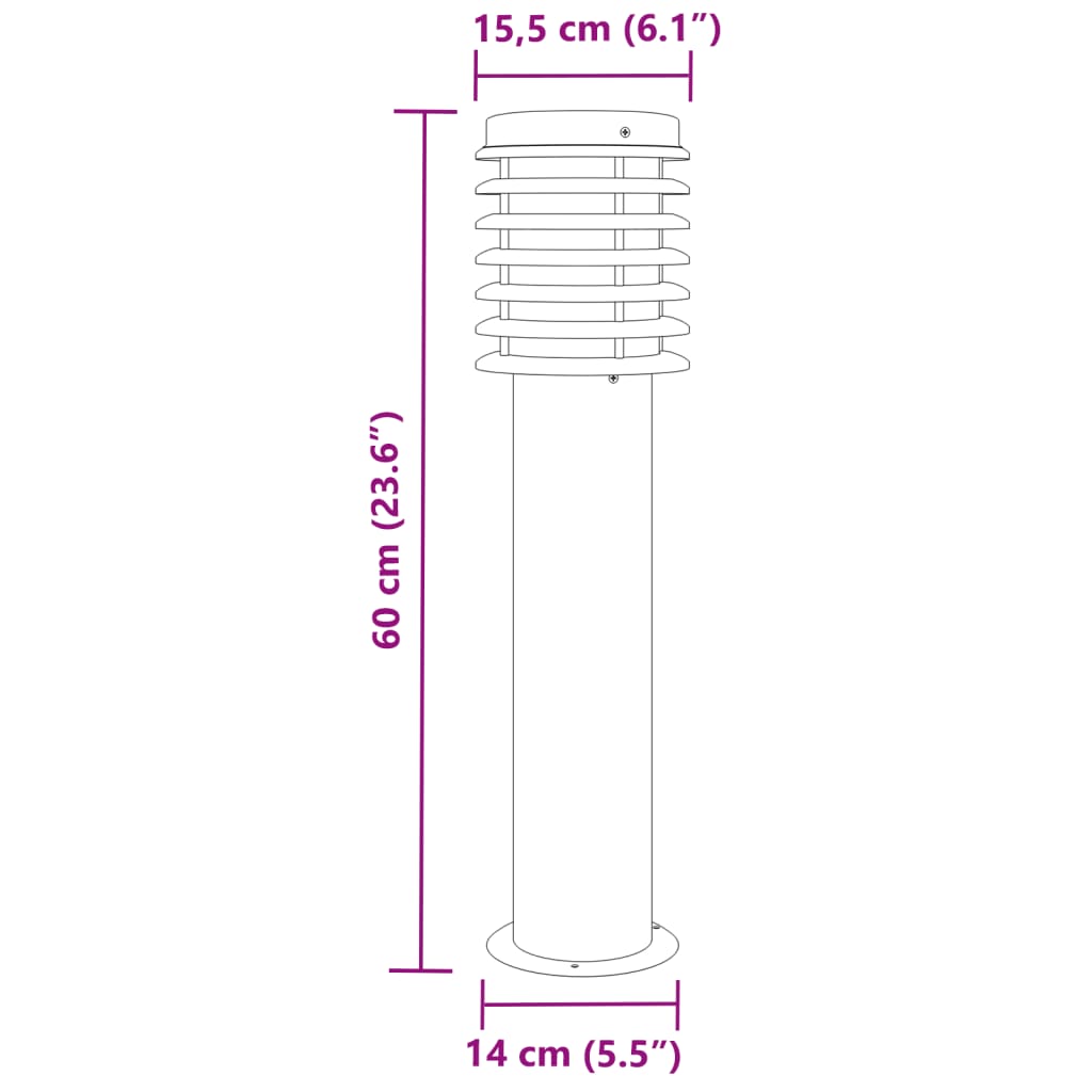 Vloerlamp voor buiten 3 st 60 cm roestvrij staal zwart - AllerleiShop